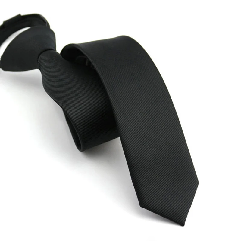 2018 5.5 см Тонкий молнии галстук для Для мужчин узкий простой ленивый молния галстук легко вытащить одноцветное Полосатый черный формальный