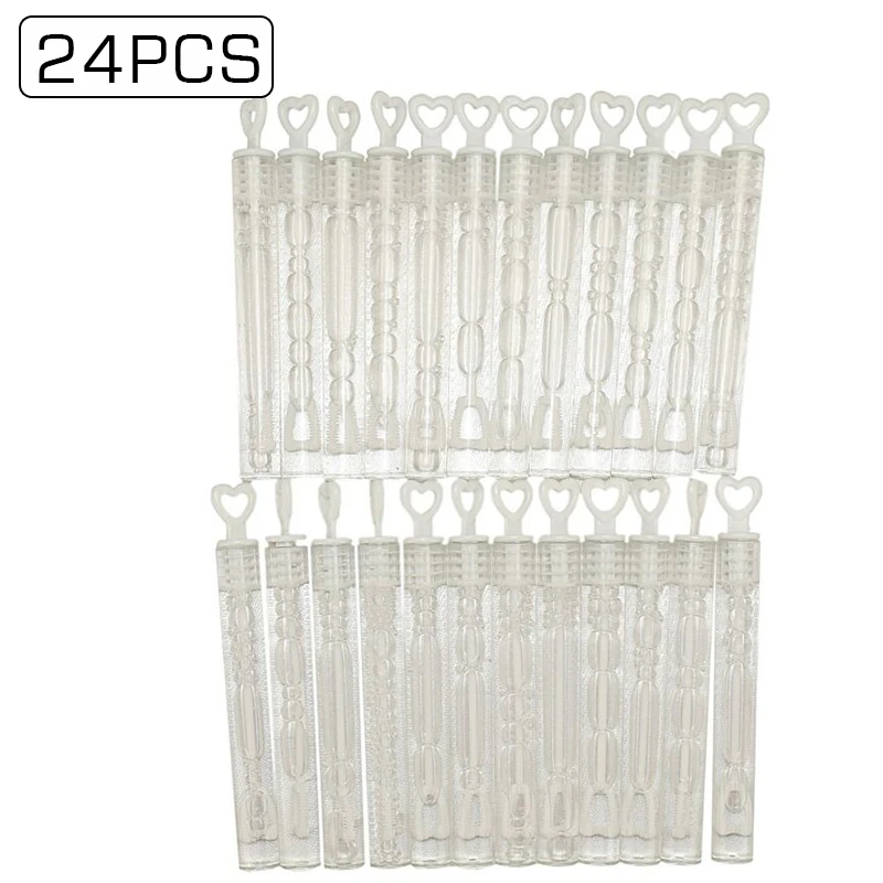 

Children Kid Play Supply Water bubble bottle Wand Heart Toy Container Soap 24pcs Wedding Sticks Plastic Parties