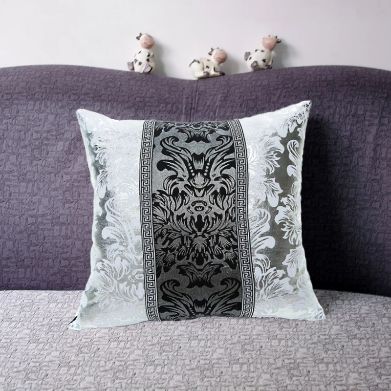 

Monily Silver Black Color Cushion Cover Classic Baroque Style Home Sofa Decorative Throw Pillow Cover Polyester Linen Pillowcase