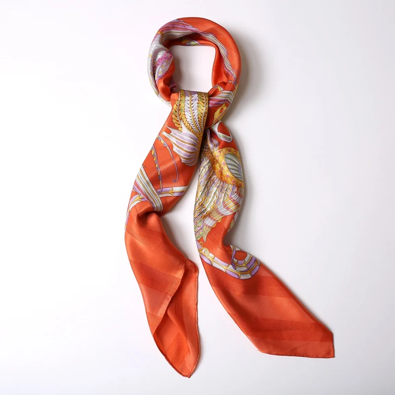 Buy Luxury Orange Extra Large Square Silk Scarf Shawl