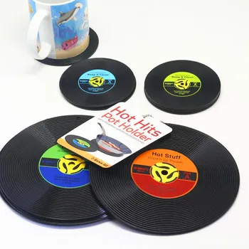 

6Pcs/set 10cm Creative Home Decor Table Cup Mat Coffee Drink Place mat for table Spinning Retro Vinyl CD Record Drinks Coasters