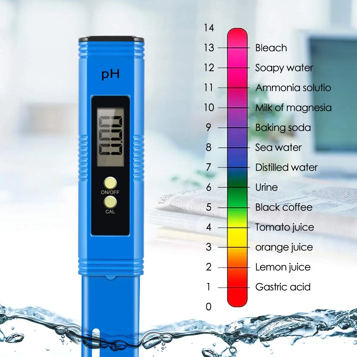 Модный цифровой рН-метр, 0,01 рН высокая точность Карманный размер рН-тестер с ATC 0-14 диапазон измерения рН для домашнего питья