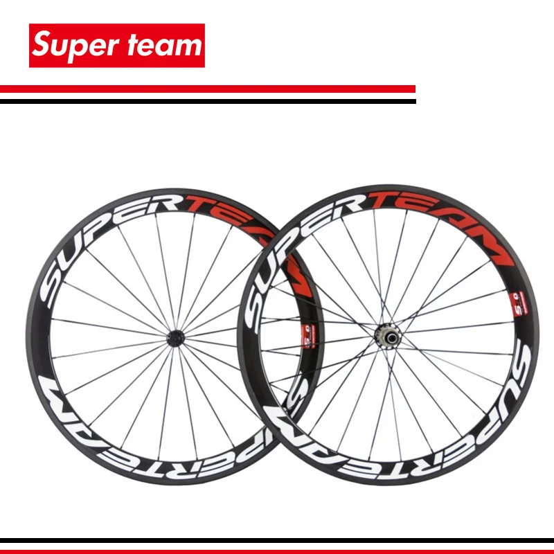 

Superteam 50mm glossy ultra light clincher wheels 700c carbon fiber road bike wheelset
