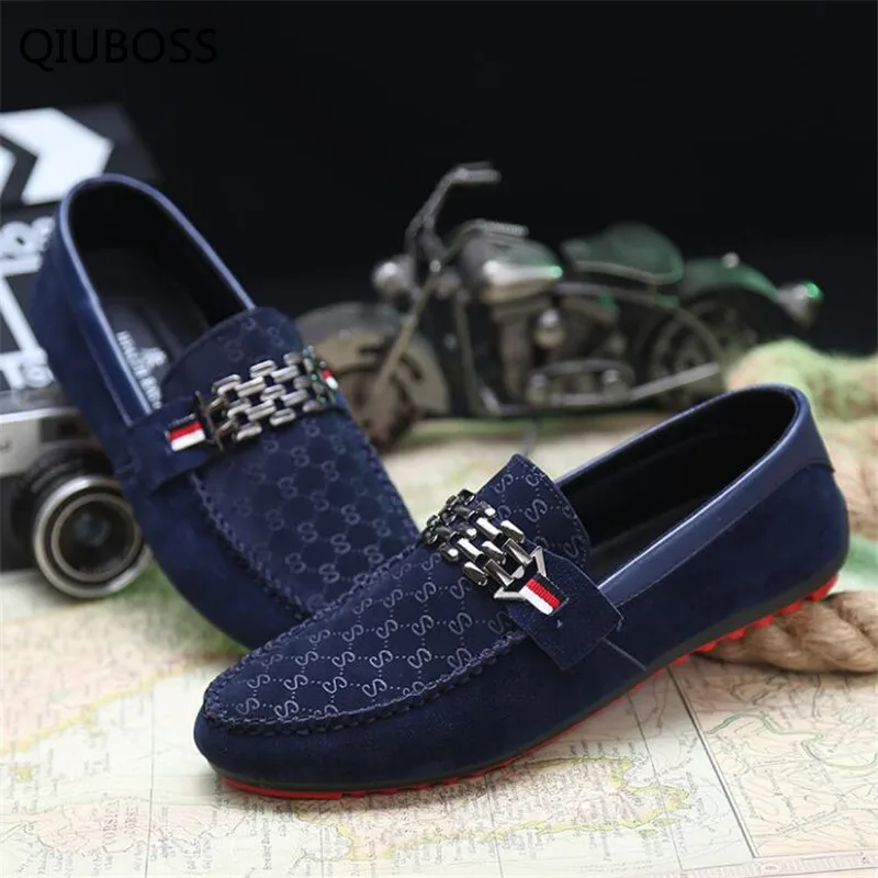 

QIUBOSS Spring Men Loafer Shoes Trendy Nubuck Leather Slip-on Loafers Vintage Style Men Driving Comfortable Casual Shoes Q366