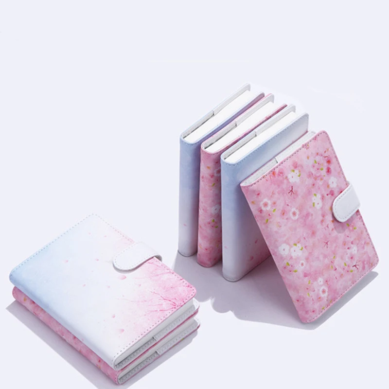 

Japanese Cherry blossoms Planner Travel Notebook Organizer Agenda Daily monthly plan thickening Diary Metal buckle PU cover A6