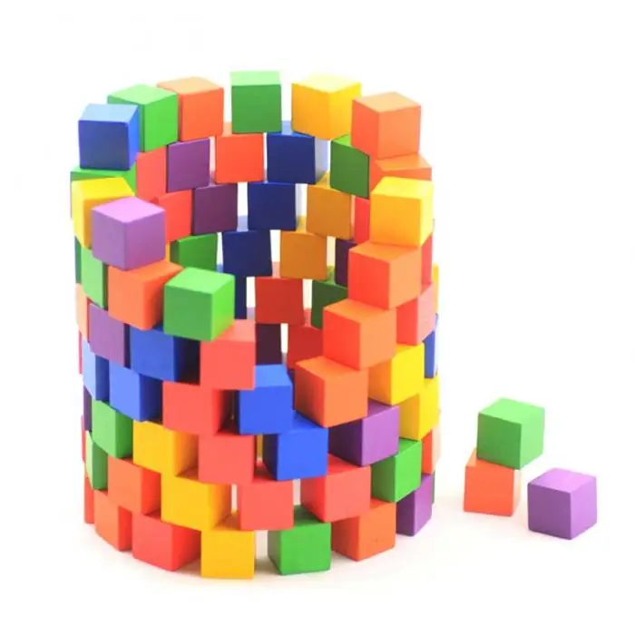 

100PCS/LOT.2cm wood cube,Colorful wood block,Wooden cube building blocks,Early educational toys.Birthday gift.