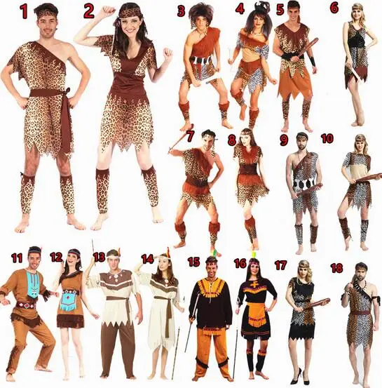 Per gli adulti Indiani Savage costume di Halloween Cosplay Abbigliamento  Hunter Costume di carnevale regalo di compleanno del partito Primitivo  Coppie abbigliamento _ - AliExpress Mobile
