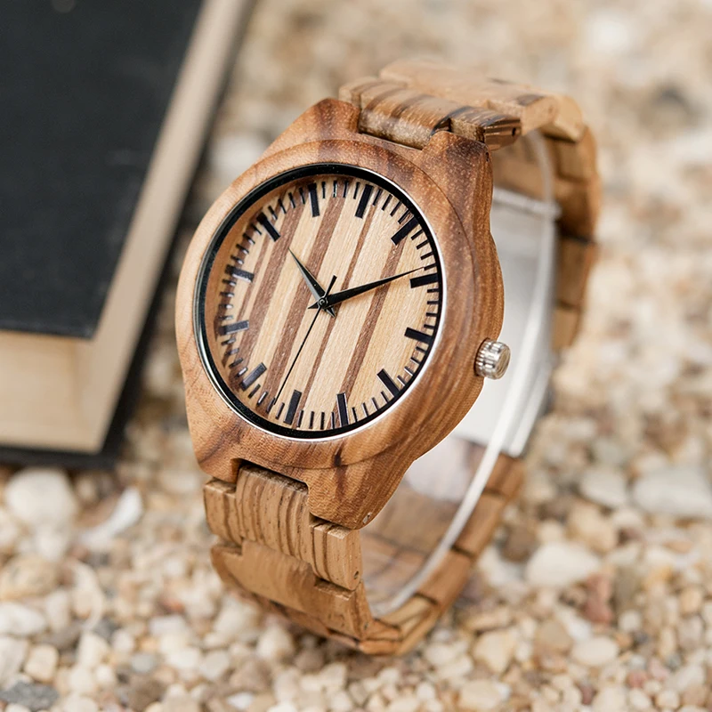 BOBO BIRD Natural Zebra Wooden Watches Japan Movement Quartz Mens Wristwatches relogio masculino for Men best Gifts C-G22