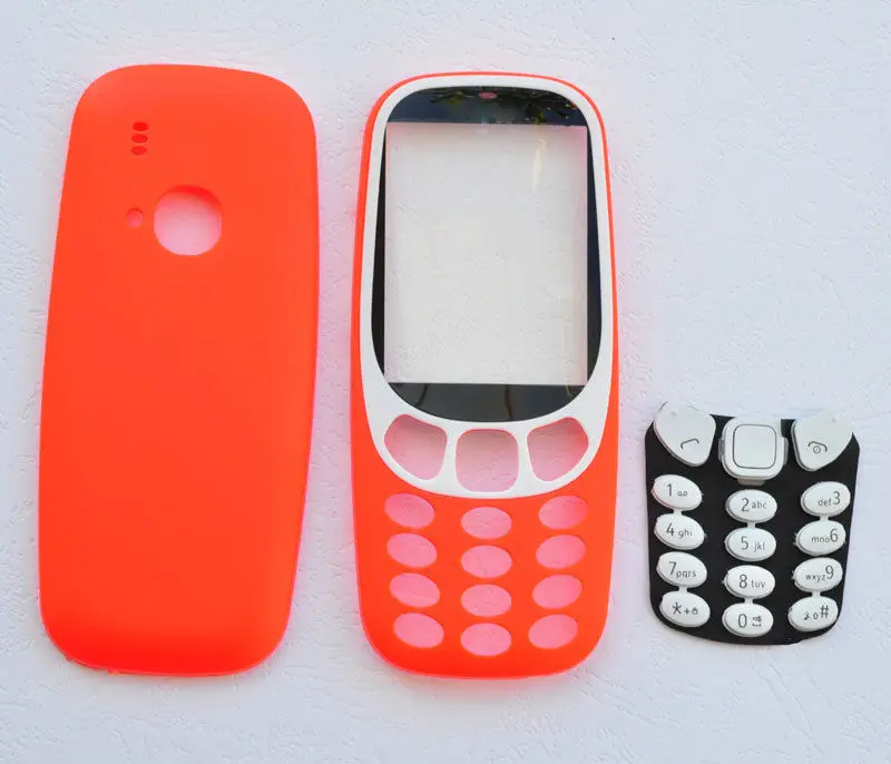 BINYEAE полный корпус для Nokia 3310 лицевая рамка крышка батареи чехол с клавиатурой - Цвет: red