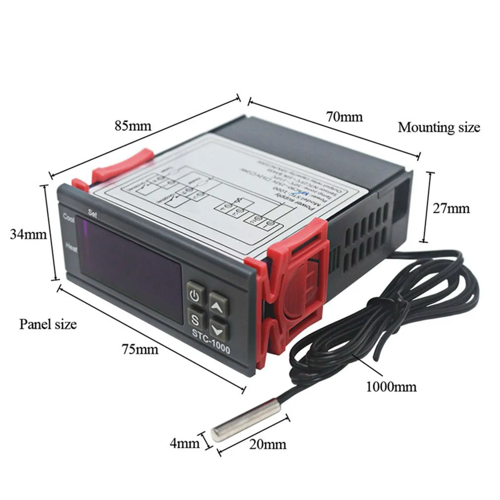 

220V Thermostat termometro Digital Temperature meter controller Adjuster Two Led Output Cold Heat thermometer piscine hygrometer