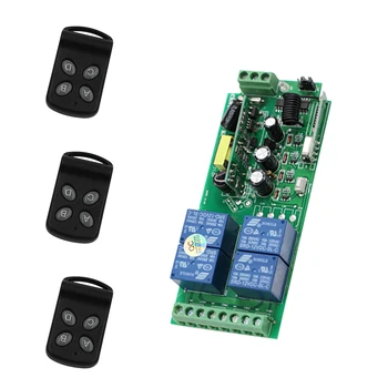 

315mhz 433mhz AC 85V~250V 4CH RF Wireless Remote Control Switch 3pcs Transmitter and Receiver for Rolling Gate Electric Doors