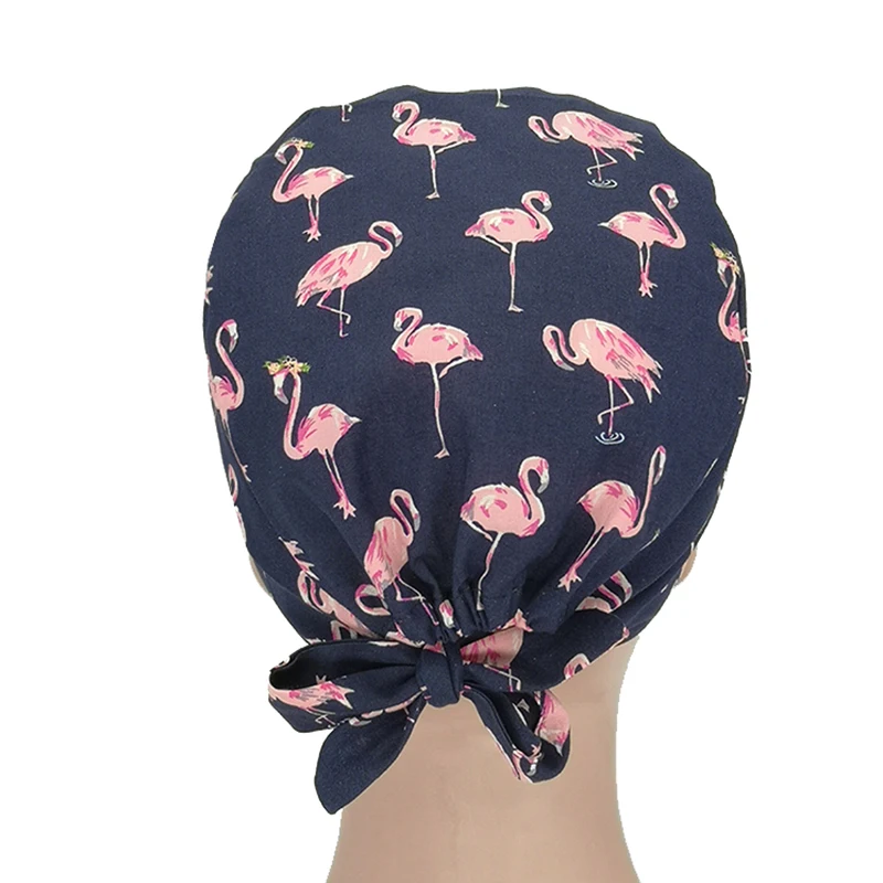 Хлопковая мочалка шапки для женщин и мужчин больничные медицинские шапочки печать Tieback эластичные секции хирургические шапки головные уборы для животных