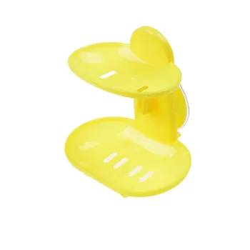 

JETTING 1PCS Creative Double Layers Soap Box Bathroom Soap Dish Sucker Holder Container Drain and Trace Sucker