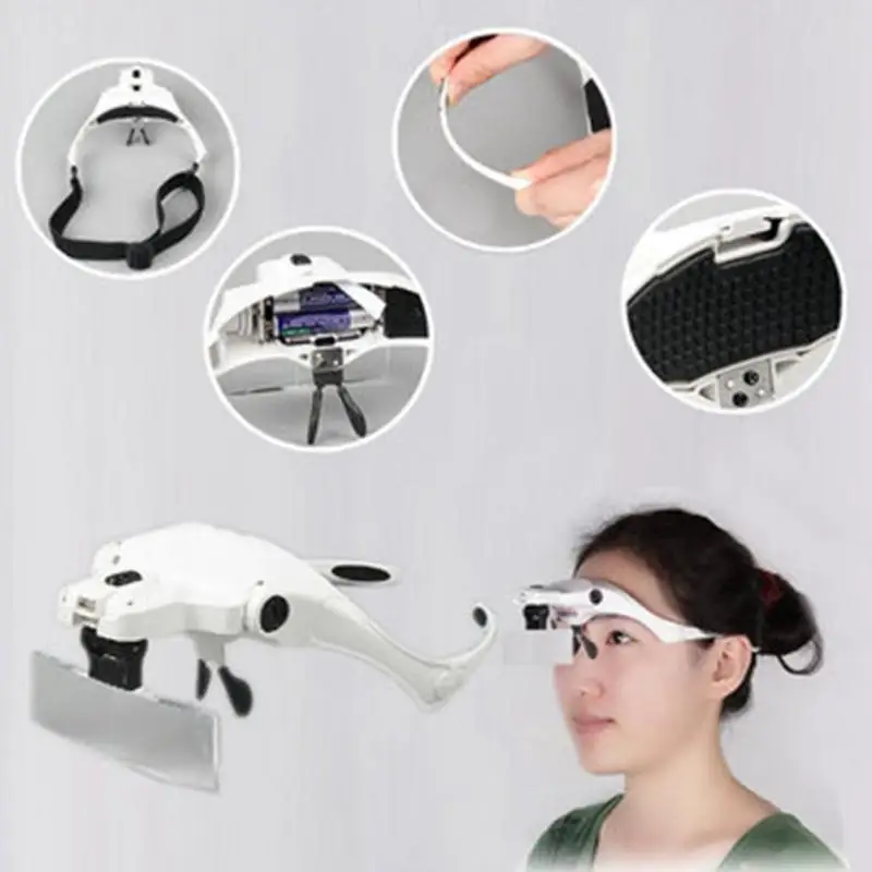 

1.0X 1.5X 2.0X 2.5X 3.5X Magnifier Loupe Magnifying Glasses With 2 LED Lights Lamp for Dentist/tailor/embroidery worker #2