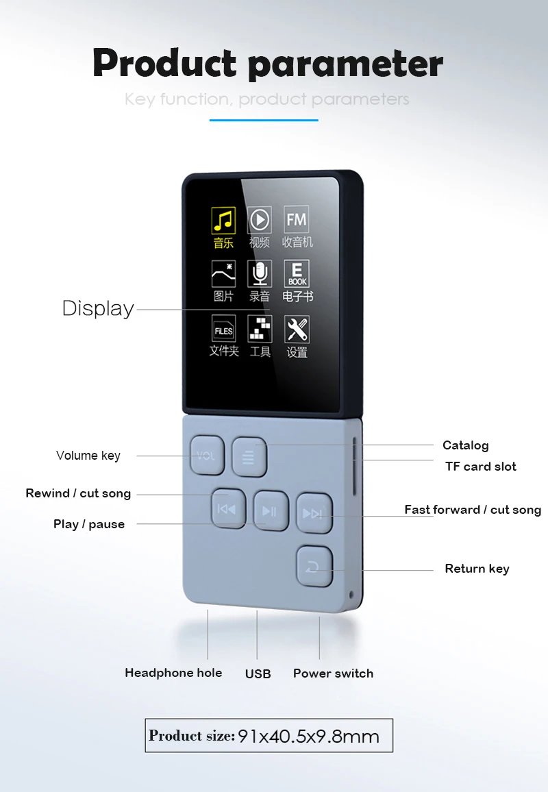 ShareE zone G9 MP3 Player Build in Speaker MP3 music player fm radio walkman Photo Viewer 8GB Memory Voice Recorder Players (1)