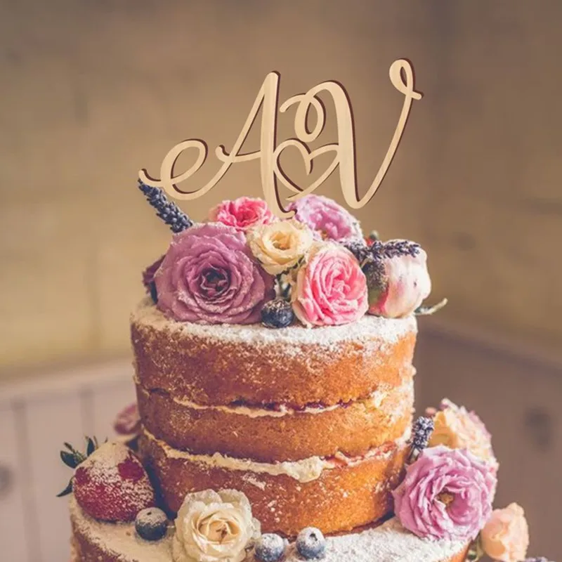 

Rustic Wedding Cake Topper Custom Initial Letters Country Wedding Decoration Wooden Cake Topper Personalized Gifts