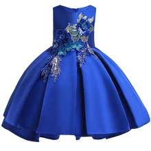 Вышитые костюмы Детские платья для юбка-пачка для девочек платье принцессы Одежда для девочек вечерние и свадебное платье Элегантные наручные 4х 10 YearL5080