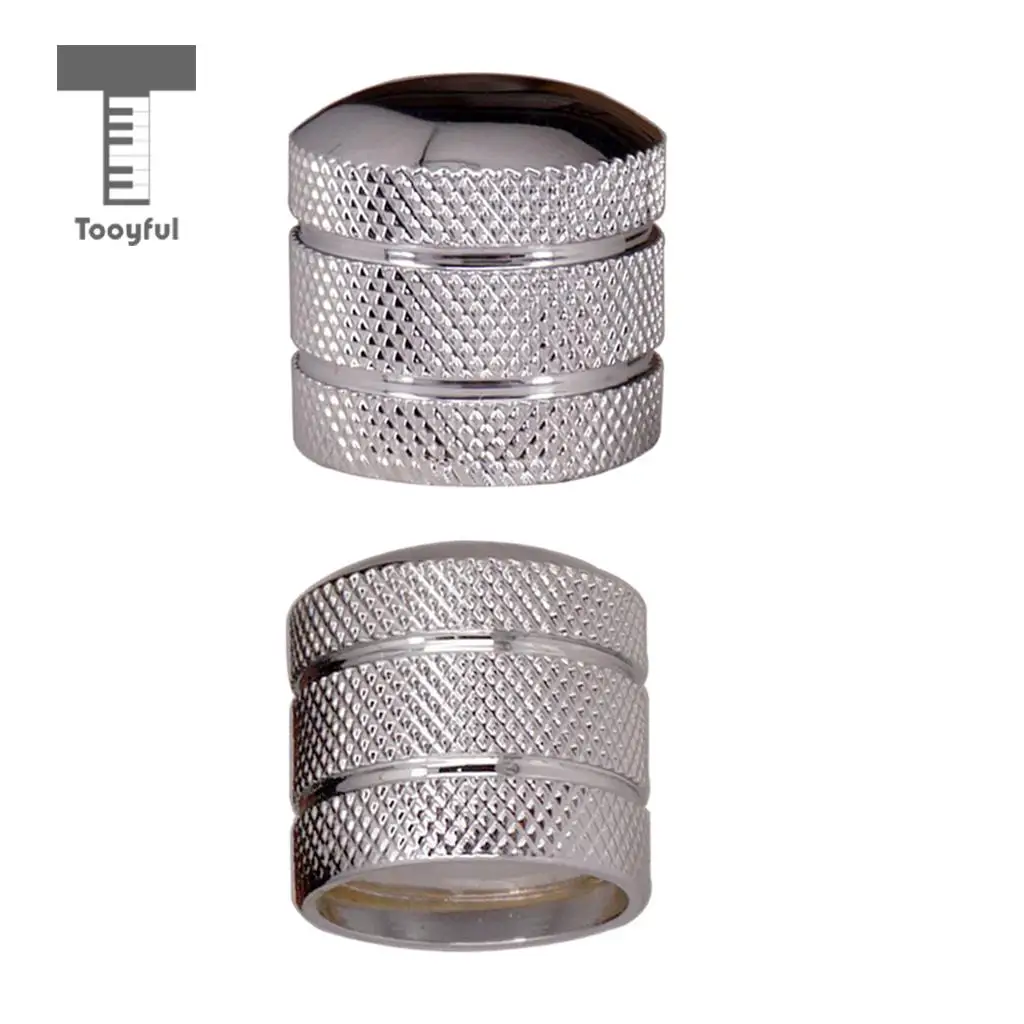 Tooyful 2 Pieces Volume Tone Control Knobs Turn Button for Electric Guitar Bass Replacement Silver