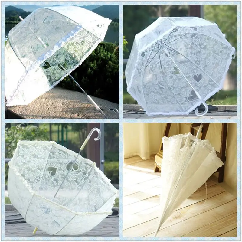 

23 Inch Lace Umbrella Bridal Princess Sun Umbrella Dome Frilly Wedding Decoration Parasols Household Rain Gear Creative