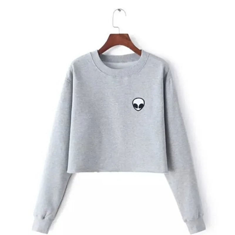 Свитшот ET Aliens женский укороченный теплый|sweat women|sweatshirt harajukufleece jumper |