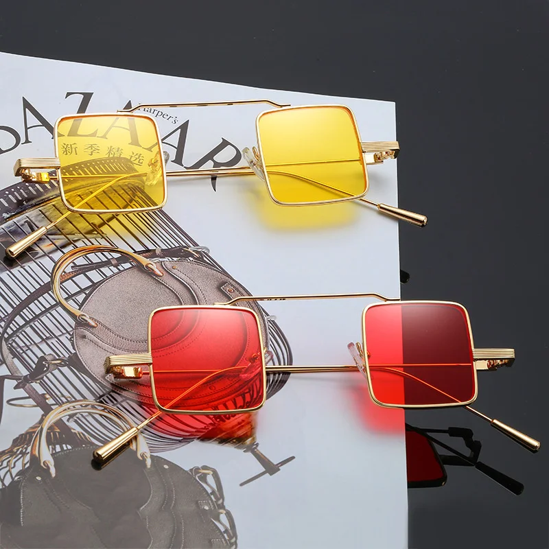 

iboode Vintage Harujuku Style Square Sunglasses Transparent Men Women Alloy Frame Mirror Personality Street Eyeglasses UV400