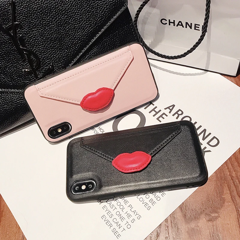 Сексуальные красные губы кожаный чехол для iPhone X XR XS Max 8 7 6 6S Plus чехол-книжка