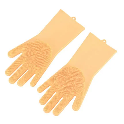 LIYIMENG Волшебные силиконовые перчатки для очистки от пыли, мытья посуды, рукавицы для душа, кухни, барбекю, жаростойкие перчатки для чистки посуды - Цвет: Yellow