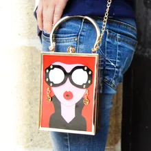 Z912 Frauen Acryl Handtasche Neue Persönlichkeit Stil Rot mädchen Form Großhandel Dame Abend Geldbörse Mädchen Handtasche Mit Kette