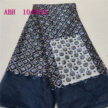 

French Sequins Lace Fabric 2019 Latest African Tulle Lace Fabric High Quality Nigerian Lace Fabric Embroidered Sequins 5 Yards