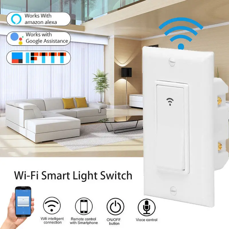 

Timethinker US 1 Gang Smart Wifi Switch DIY Wall Light Switch Wireless Remote Control for Alexa Google Home IFTTT Smart Life APP