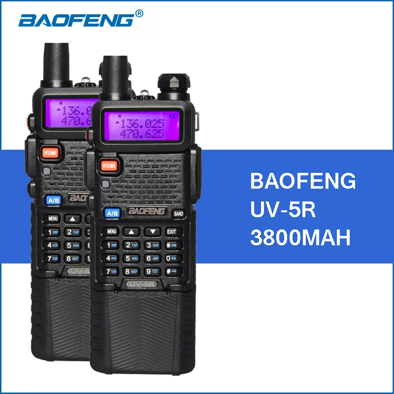 2 шт./лот Baofeng UV 5R портативная рация VHF UHF Двухдиапазонная 3800 мАч длительным