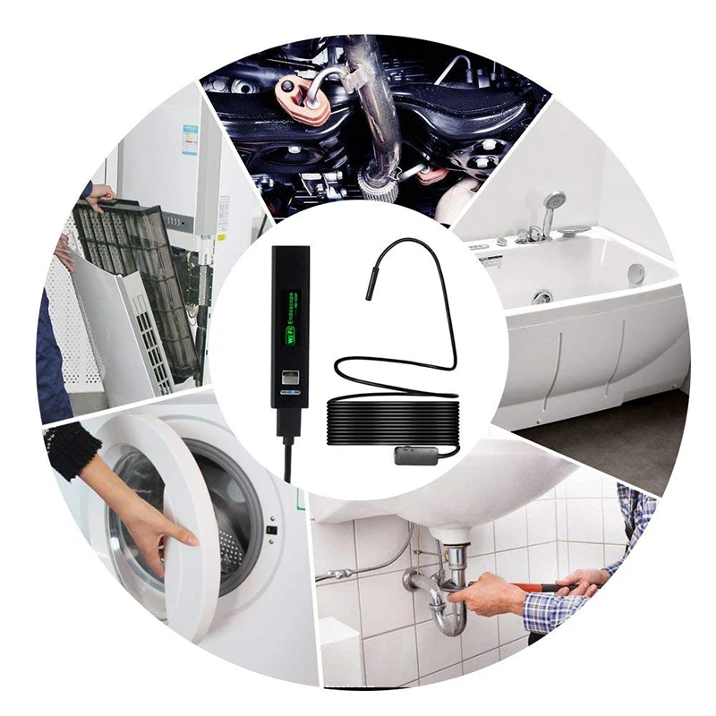 PROSTORMER 8mm Wifi Endoscope Camera 1200P Hardwire Borescope For iphone Android Phone 2 3.5 5 10M Waterproof Inspection Camera