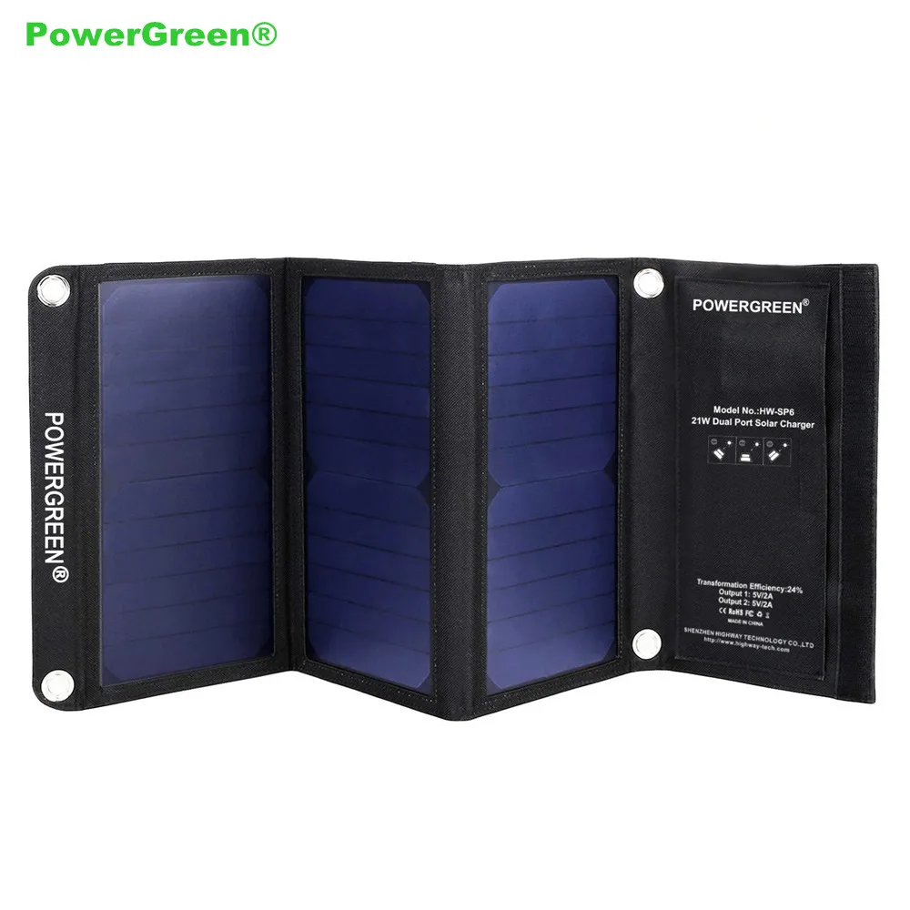 

PowerGreen Flexible Solar Panel 21W SUNPOWER Solar Charger Mobile Solar Power Bank for 5V Devices