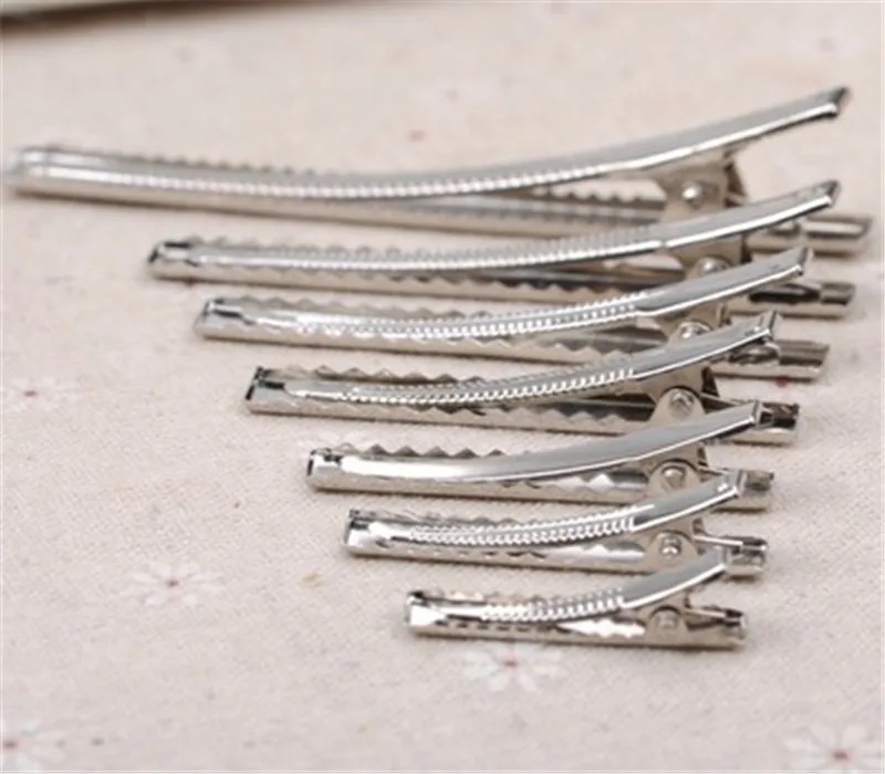 New 20PCS New Silver Flat Metal Single Prong Alligator Hair Clips Crocodile Barrette For Bows DIY Hairpins Gifts Craft