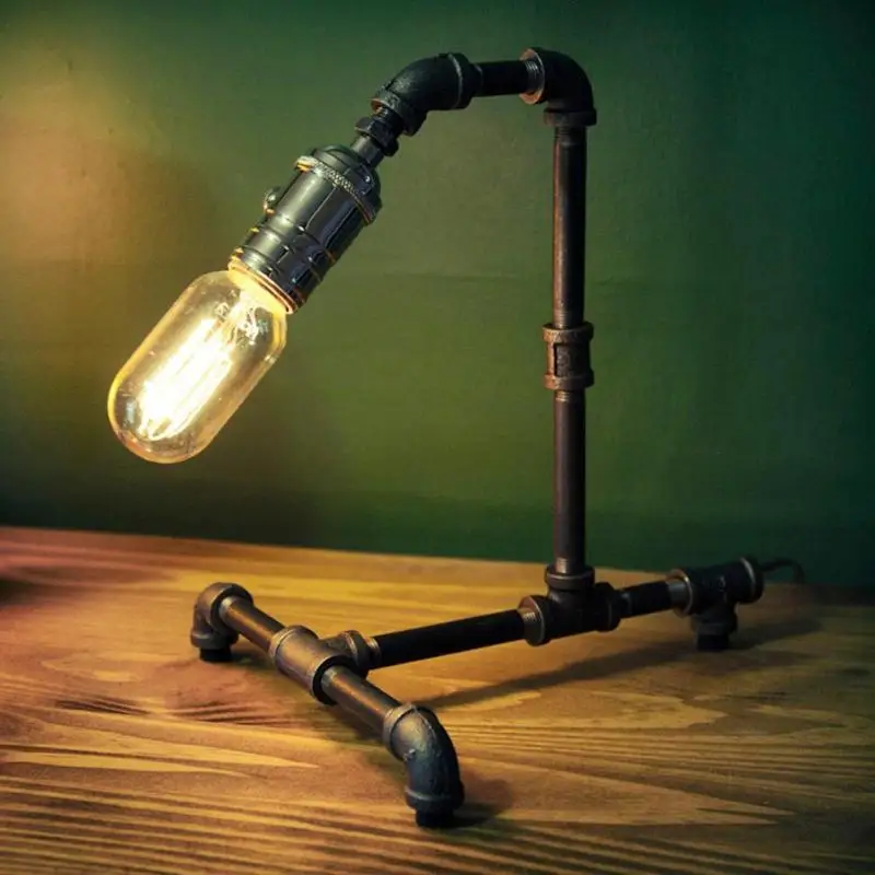 

Industrial Retro Water Pipe Table Lamp Creative Loft Style Edison Desk Lamp for Restaurant bedroom Table Light Luminaire Z3