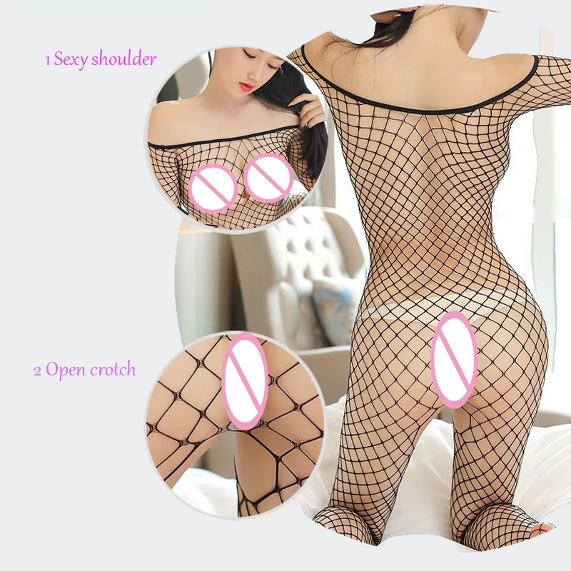 SEELIEES Sexy Lingerie Fishnet Body Suit Mesh Pantyhose Full Body Transparent Erotic Underwear For women Body Stocking SC22