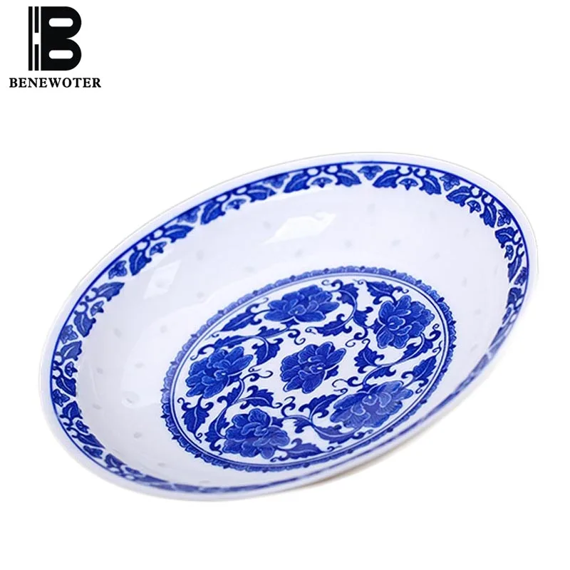 

Jingdezhen Blue and White Porcelain Ceramics Dinner Plates Fruit Sushi Cake Dish Restaurant Steak Western Tray Kitchen Tableware