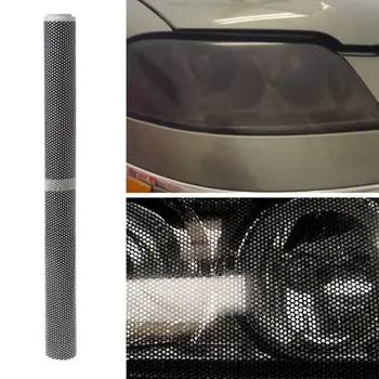 

1 Roll 30x106cm Tinting Perforated Mesh Film Fly-Eye MOT Legal Tint Car Front Rear Headlight Light Bulb
