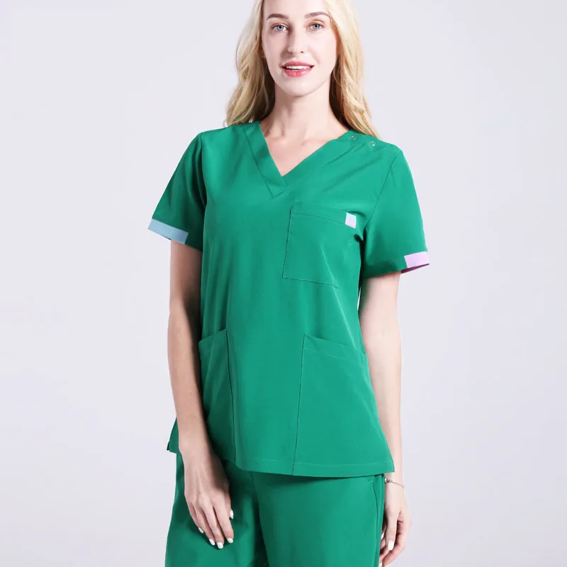 COTTON LADIES SCRUB TUNIC TOP DENTIST NURSE CLINICS VET HEALTHCARE SPA T-SHIRT