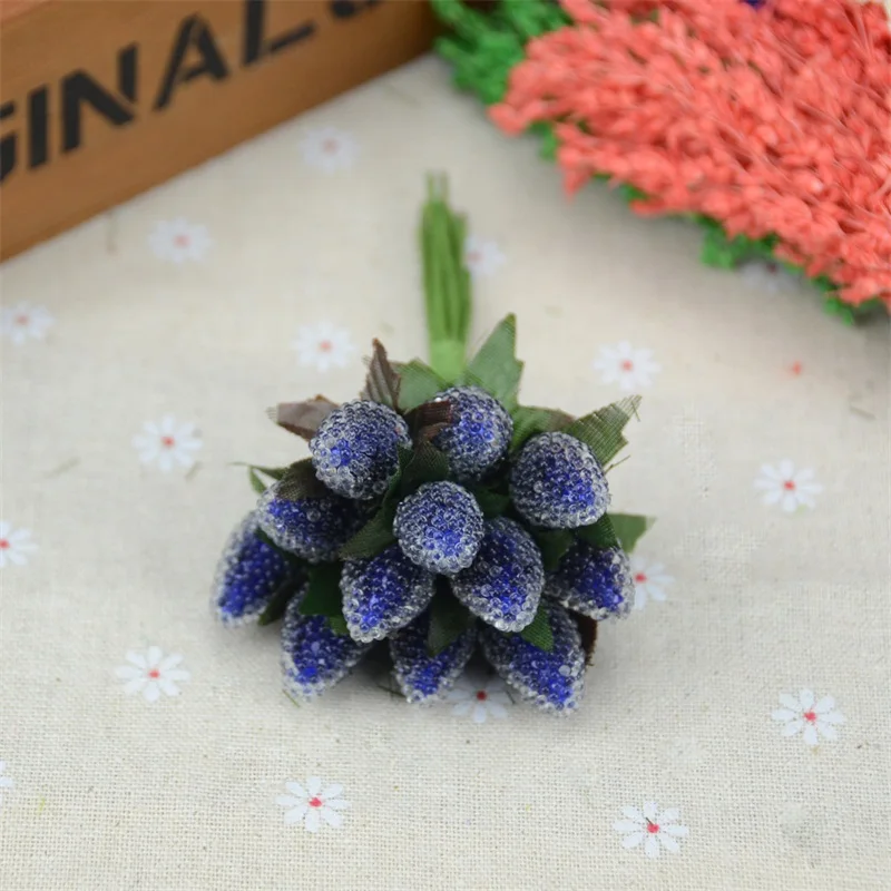 Artificial Fruit Stamen Glass Berries 12pcs For Wedding Christmas Decoration Simulation Fake Strawberry DIY Scrapbooking Crafts