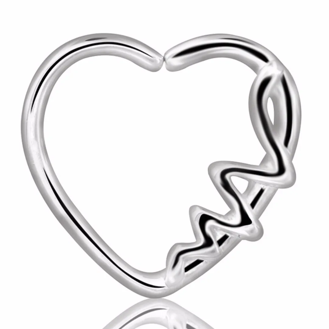 Sexy Zircon Crystal Nose Ear Rings Helix Tragus Piercings Cartilage Earring Love Heart Hoop Earring Body Jewelry Shellhard 2pcs