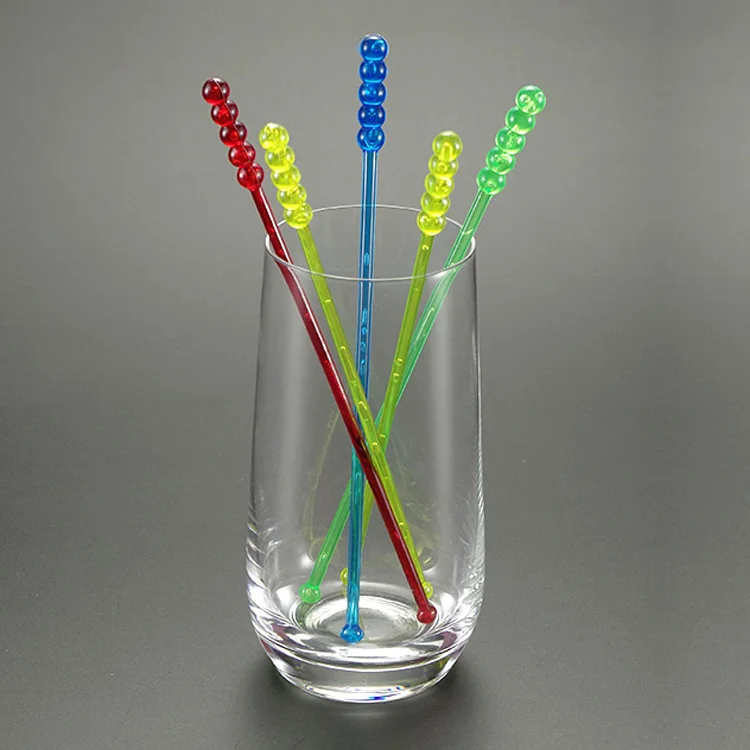 

Kitchen Barware Bar Tools Disposable Color acrylic beads stir bar cocktail picks whisks stirring rod stirrer 300 pcs/lot