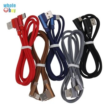 

500pcs 90 Degree USB Type C Cable Fast Charge USB C Bend Game Charging Cable Android Phone Charger Nylon elbow Type-C Data Cord