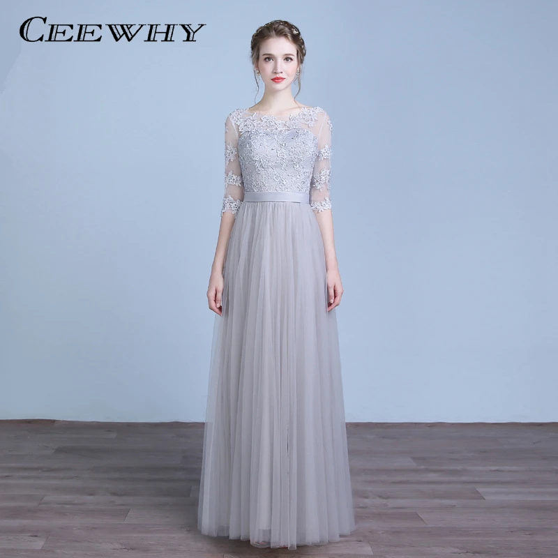

CEEWHY Half Sleeve Long Evening Dresses Embroidery Formal Dress Wedding Party Dress Vestido Longo Robe de Soiree Abendkleider