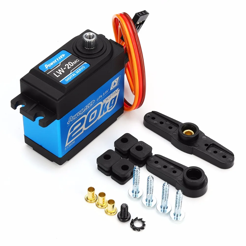 

LW-20MG 20KG Servo DC Motor Ball Bearing x 2 Copper & Aluminum Torque Of Up To 20kg-cm Waterproof 4.8V to 6.6V Input