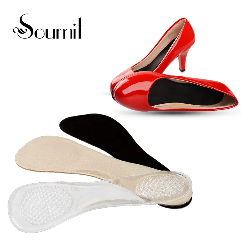 Soumit 3/4 길이 보이지 않는 실리콘 젤 여성용 정형 안창 하이힐 아치 지원 삽입 신발 패드 Palmilha 깔창