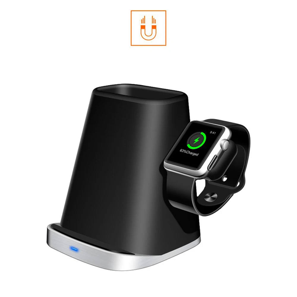 Для iphone 8 Plus X XR XS AirPods для Samsung S9 S8 S7 док станция 3 в 1 Apple Watch магнитное зарядное