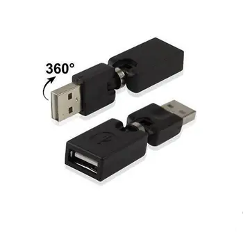 

500pcs/lot Black USB 2.0 Male To Female 360 Degree Rotating USB Adapter Flexible Swivel Twist Angle Extension Adapter