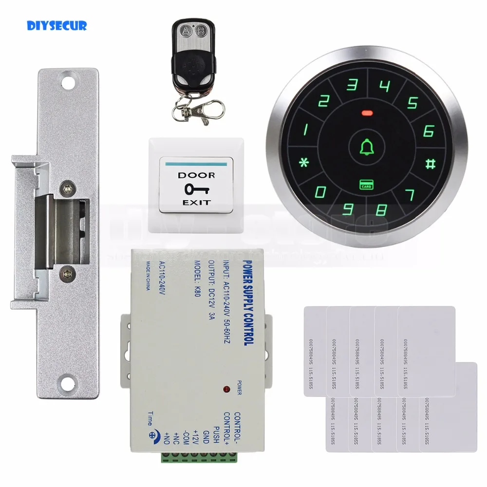 DIYSECUR Access Control System 8000 Users 125KHz RFID Reader Password Keypad + Electric Strike Lock Door Lock Security Kit DIYSECUR Access Control System 8000 Users 125KHz RFID Reader Password Keypad + Electric Strike Lock Door Lock Security Kit