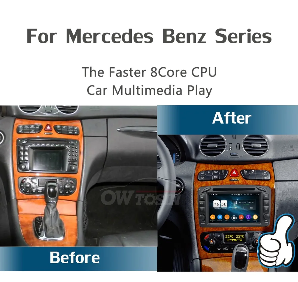 Excellent 7"IPS 8Core 4G 64G Android 9.0 Car DVD Radio GPS Player For Mercedes-Benz ML CLK C-Class SLK E-Class A-Class Series DSP CarPlay 2